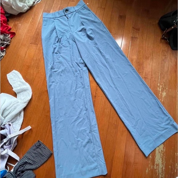 Zara Pants & Jumpsuits Zara Baby Blue Baggy Pants Poshmark